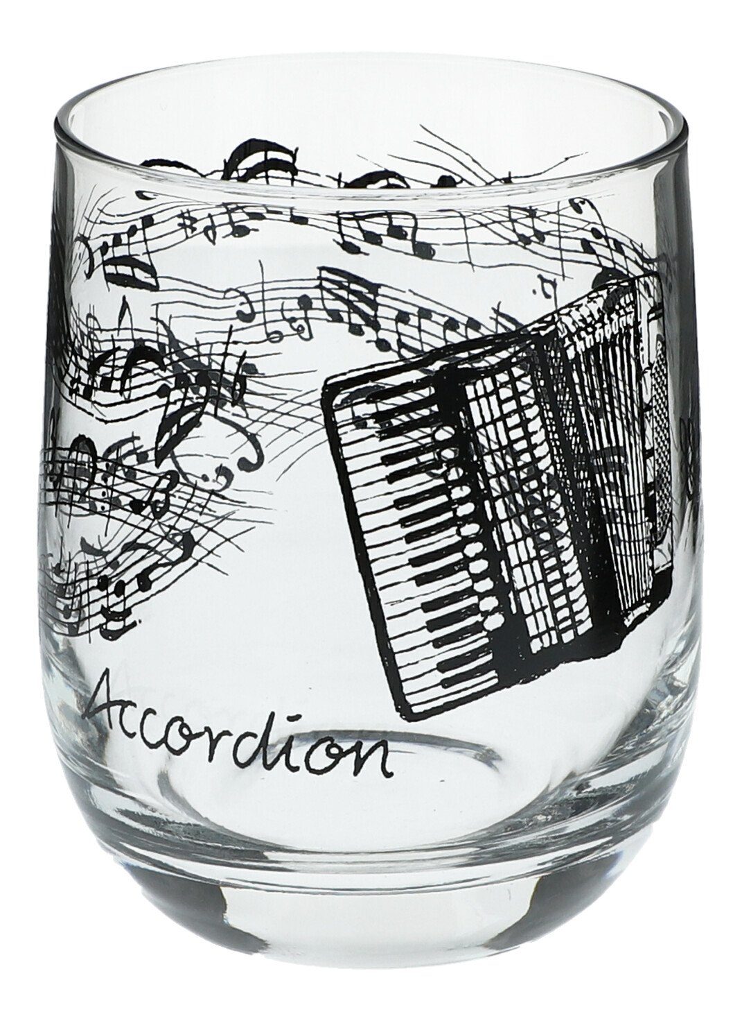 Glas Glas mit Instrumenten und musikalischen Motiven - Instrument: