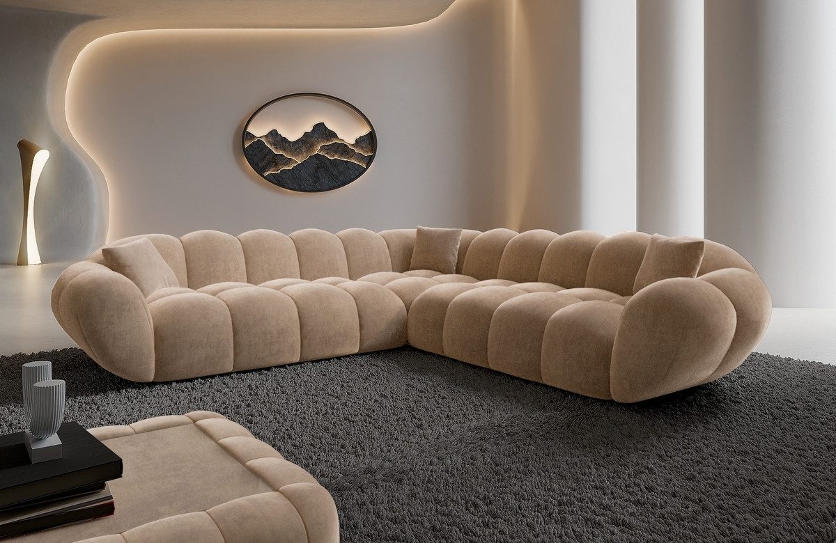 Sofa Dreams Ecksofa Maleron L Form Polstersofa, Design, 4-Sitzer, Loungesofa, Samtstoff Bezug in Beige
