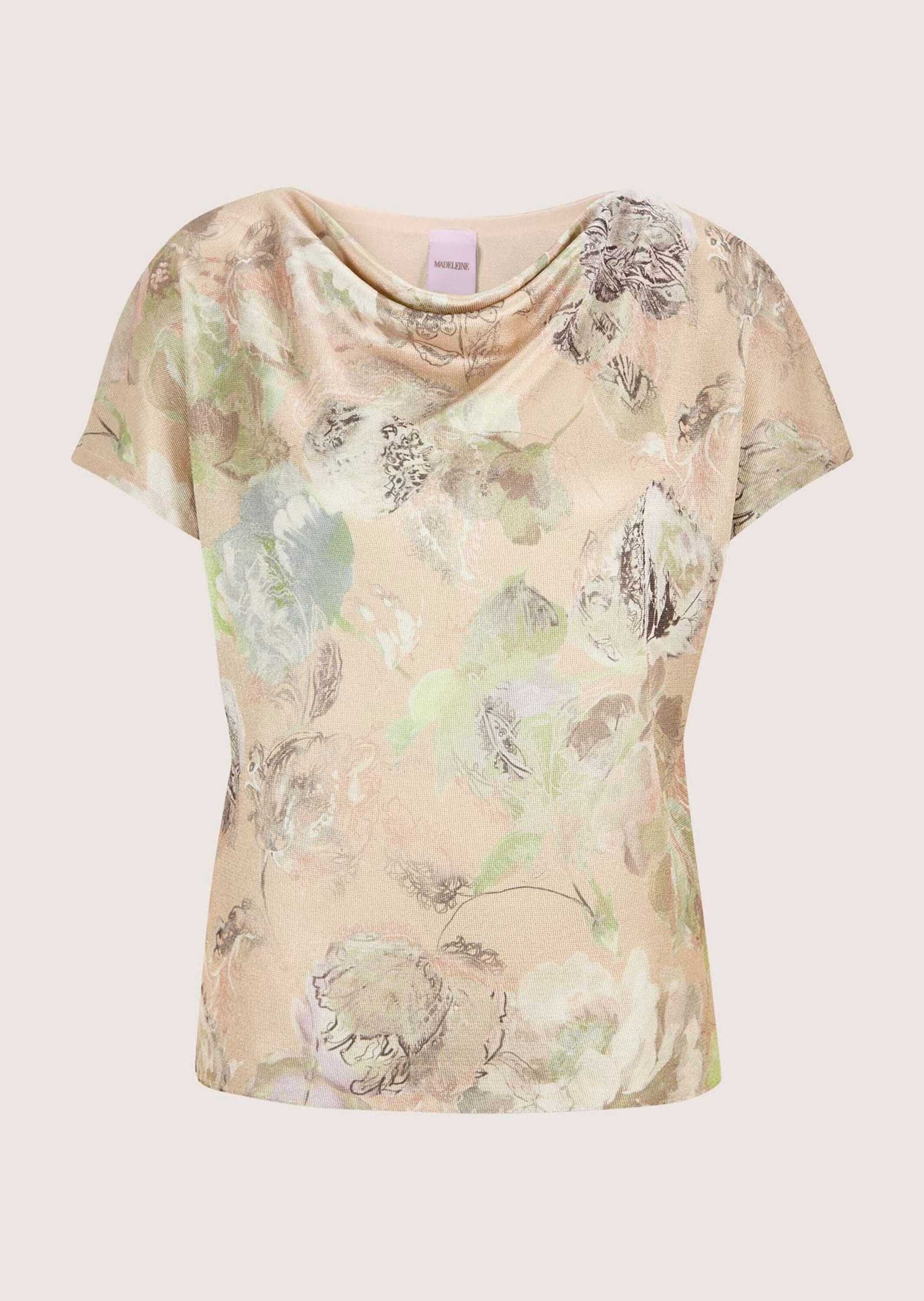 MADELEINE Strickpullover Elegantes Viskoseshirt mit Wasserfallkragen Leichtes Strickoberteil in floralem Design, ohne Ärmel