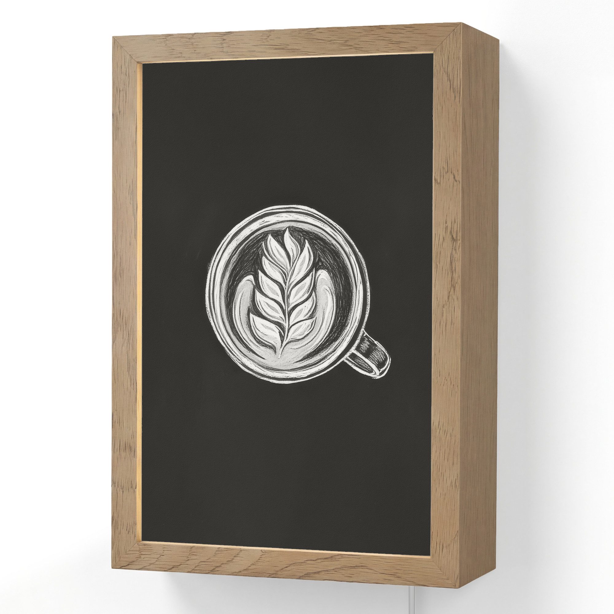 OnlyWow Wandleuchte Lightbox Kreidezeichnung - Kaffee - Latte Art, Dimmbar, Farbwechsel, LED, Warmweiß, Kaltweiß, Neutralweiß Einstellbar, Wandlampe Innen, Dimmbar, mit Kabel, LED, Beleuchtung, Wohnzimmer