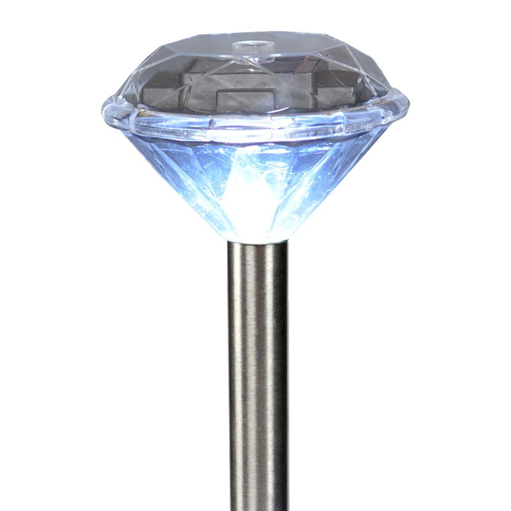 Garten SOLAR fest Diamant Neutralweiß, 2er Lampe Außen LED LED-Leuchtmittel Beleuchtung Solarleuchte, Steck verbaut, Design etc-shop LED Set