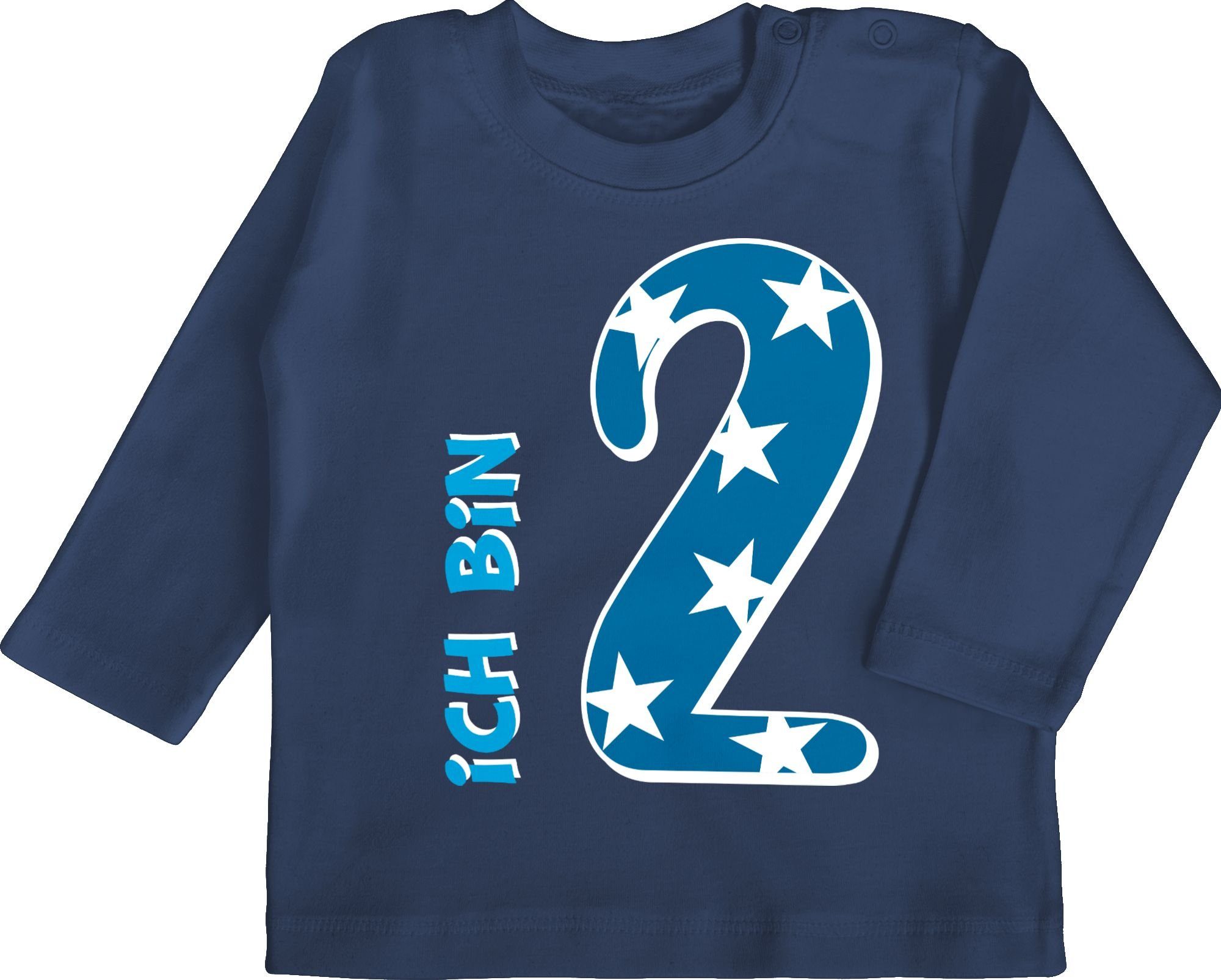 Shirtracer T-Shirt Ich bin zwei Blau Junge 2. Geburtstag 1 Navy Blau