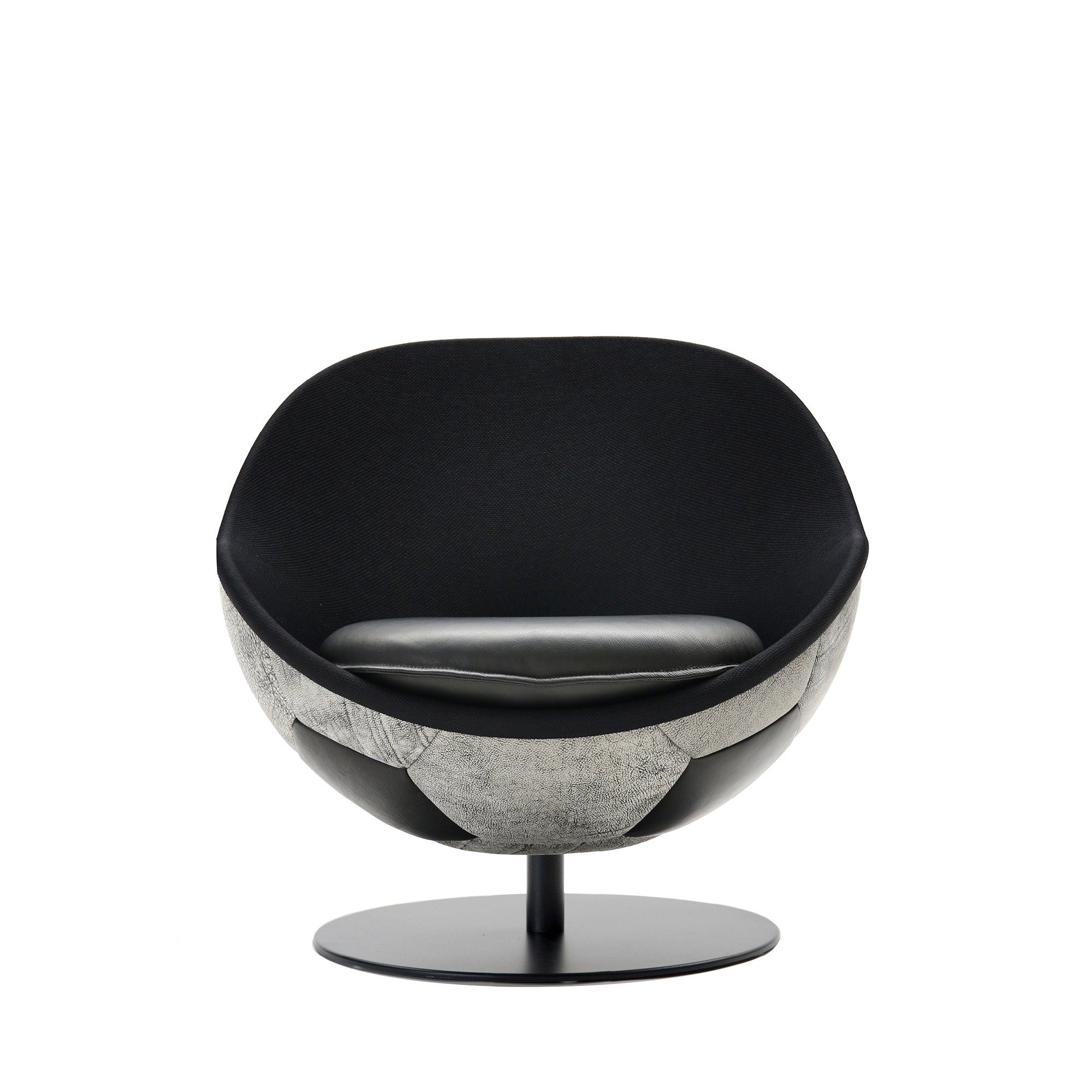 lillus Loungesessel HANDARBEIT, | GERMANY, LIEBEVOLLE MADE schwarz-weiß IN Sessel, Textilleder-schwarz EINZIGARTIG HATTRICK Vintage INDIVIDUALISIERBAR, Fussball
