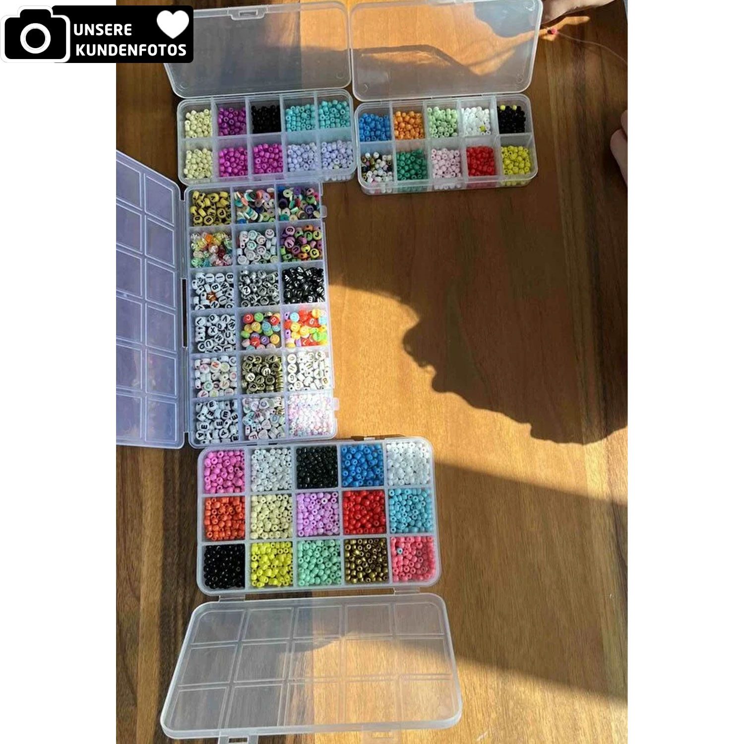 Jungengel Bastelperlen Schmuck Bastelset Perlen Armband Kette Buchstaben Würfel Sortierbox, (Bastelset, Schmuckset, Perlen-Set 3000-tlg), Schmuck Bastelset mit Perlen, Buchstaben & Boxen