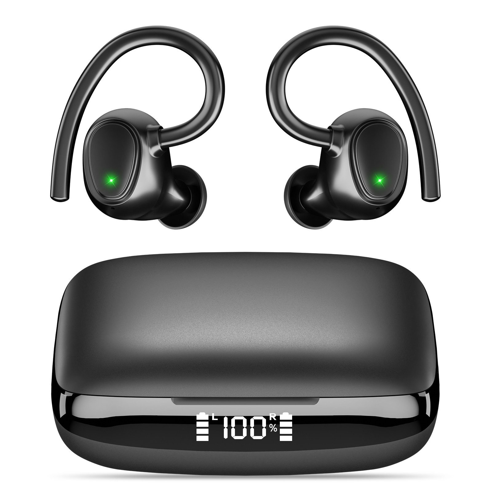 Yuede Bluetooth 5.3 Sportkopfhörer,IP7 Wasserdicht Earbuds In-Ear-Kopfhörer (24H Immersive Bass, mit Digital LED Display, ENC HD Anruf One Step Pairing, 13-mm-Schwingspule)