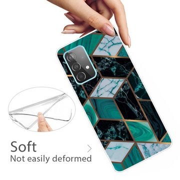 Wigento Handyhülle Für Samsung Galaxy A32 5G Silikon Case TPU Marble Dunkel Grün Schutz Muster Tasche Hülle Cover Etuis Zubehör