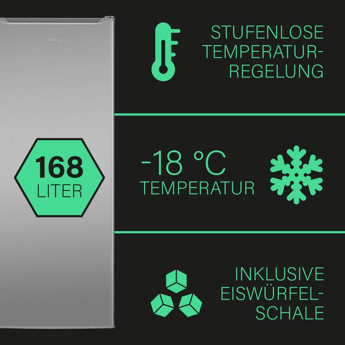 BOMANN Gefrierschrank GS 7340, 142.6 cm hoch, 54.4 cm breit, Gefrierschrank, 168 Liter Nutzinhalt