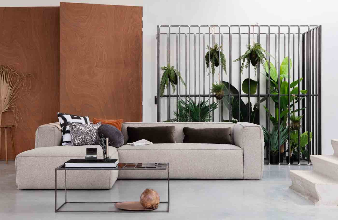 WOOOD Ecksofa Bean Stoff, links Hellgrau