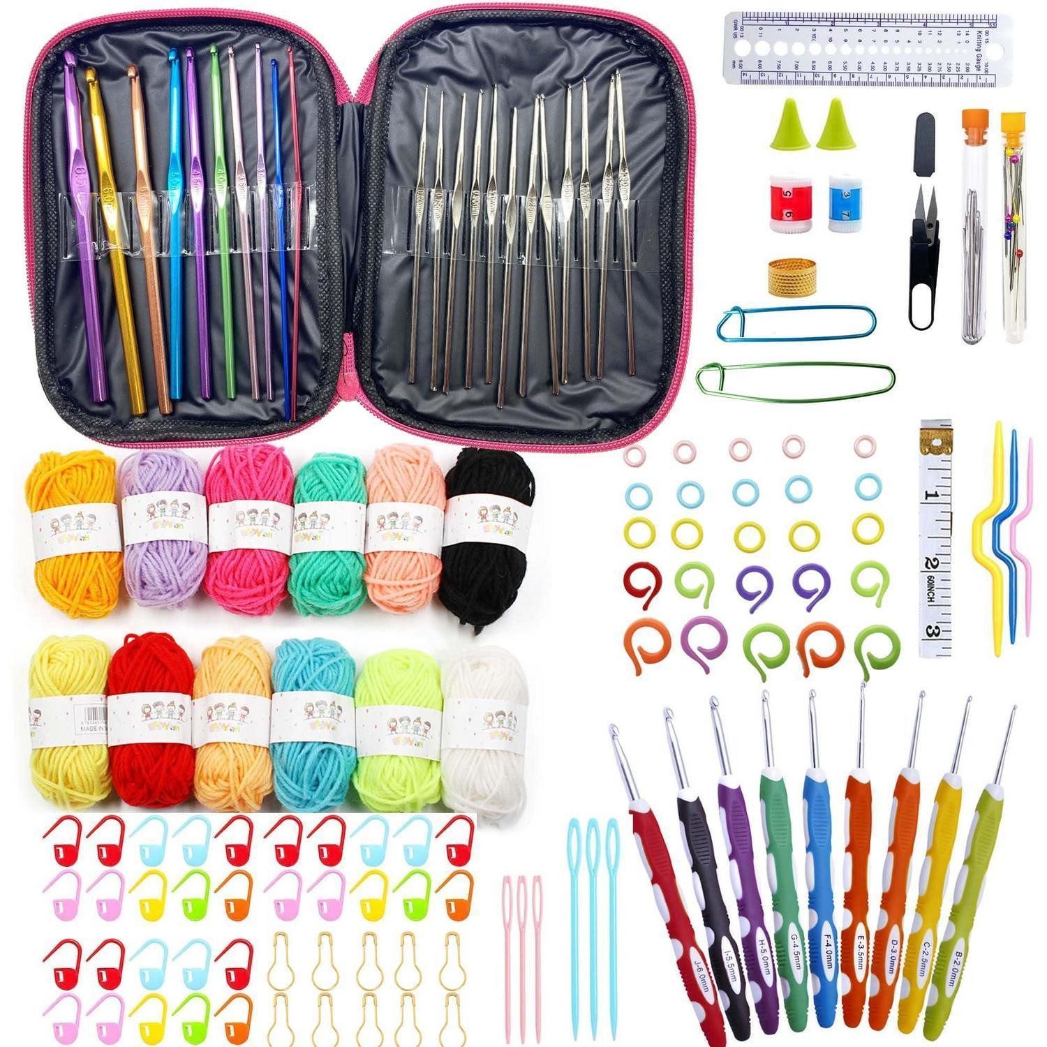 LuxusKollektion Kreativset Häkel-Anfänger-Set mit Wolle & Nadeln