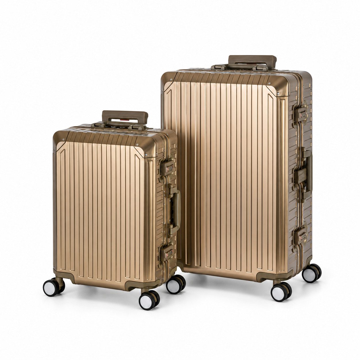 Travelhouse Kofferset 100% Aluminium Serie TOKYO verschieden Farben und Größen, 4 Rollen, (2 tlg., S+L), mit stabilem Aluminium-Gehäuse, mit verstärkten Ecken