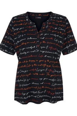 MIAMODA Rundhalsshirt T-Shirt Wording-Streifen Tunika-Ausschnitt