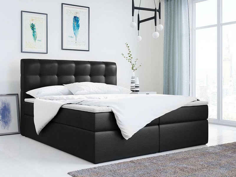 MKS MÖBEL Boxspringbett TOP 1, mit Bettkasten, Doppelbett mit Multipocket-Matratze und Topper