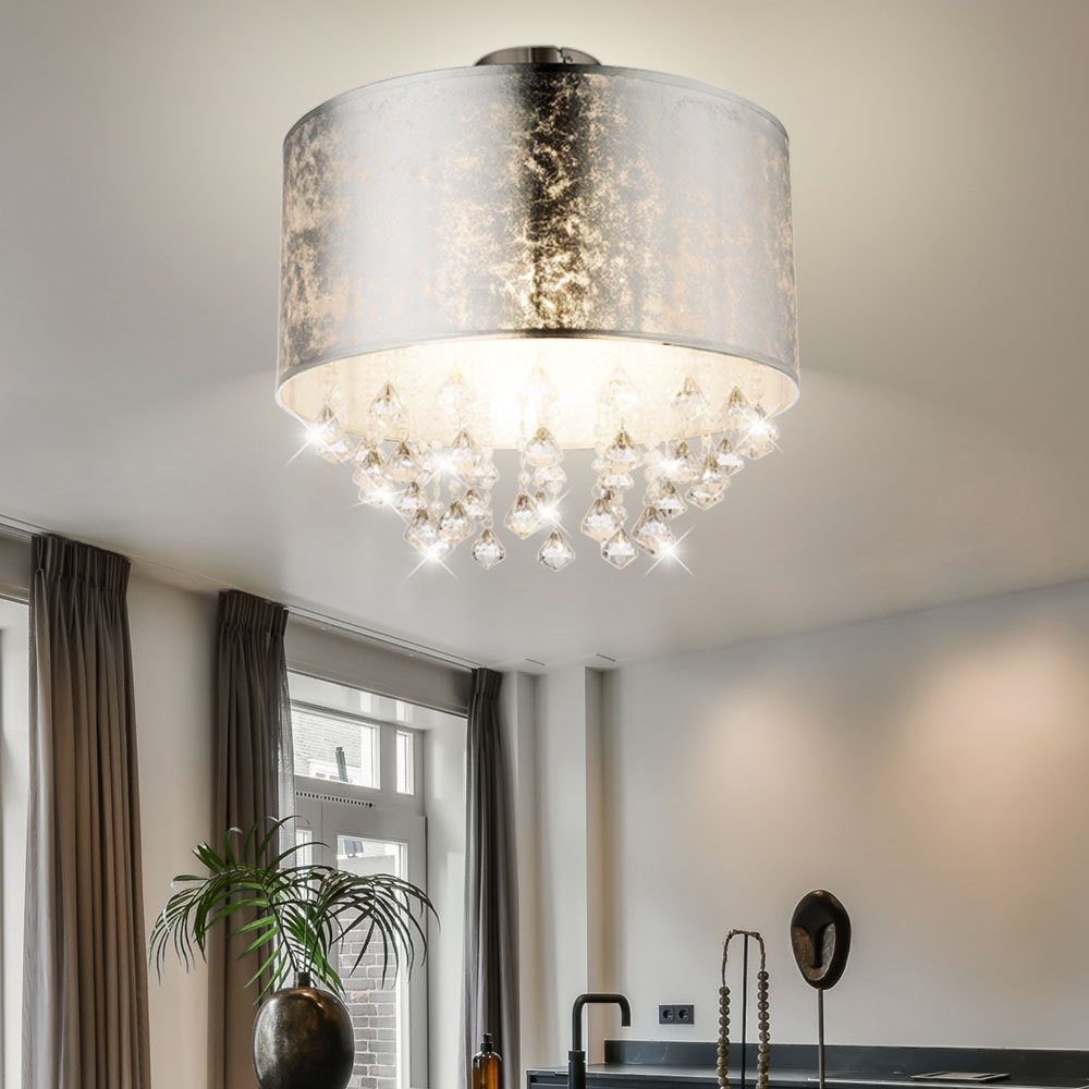 GLOBO LIGHTING LED Deckenleuchte, Leuchtmittel inklusive, Warmweiß, Farbwechsel, Decken Leuchte FERNBEDIENUNG Wohn Zimmer Kristall Lampe im Set