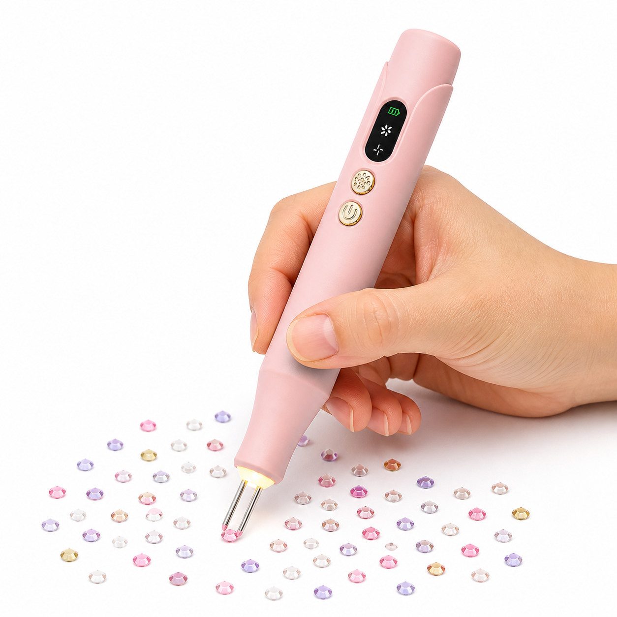 marmortrend Sehnsucht nach Einzigartigkeit Druckbleistift Elektrischer Diamond Painting Stift mit Beleuchtung, ein Tipp für alle, (keine Notwendigkeit für Trinkgeld, für alle Arten von Diamanten geeignet), neuesDesign Leiser Saugstift,Kabellos,Wiederaufladbar,direkt verwenden