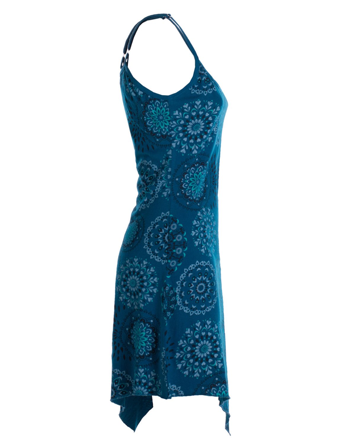 Vishes Minikleid Kurze Damen Sommer-Kleider Spagettiträger-Kleid Zipfel-Kleid Goa, Boho, Hippie Style