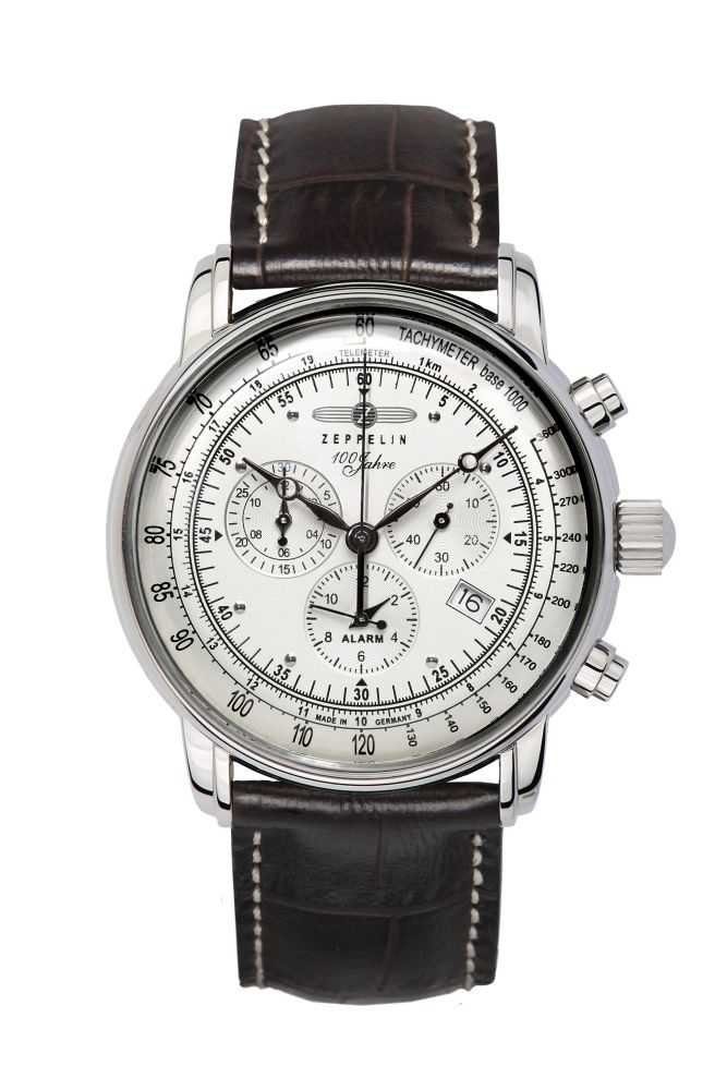 ZEPPELIN Chronograph Herrenuhr 100 Jahre Zeppelin - Lederarmband, 42 mm 768 günstig online kaufen