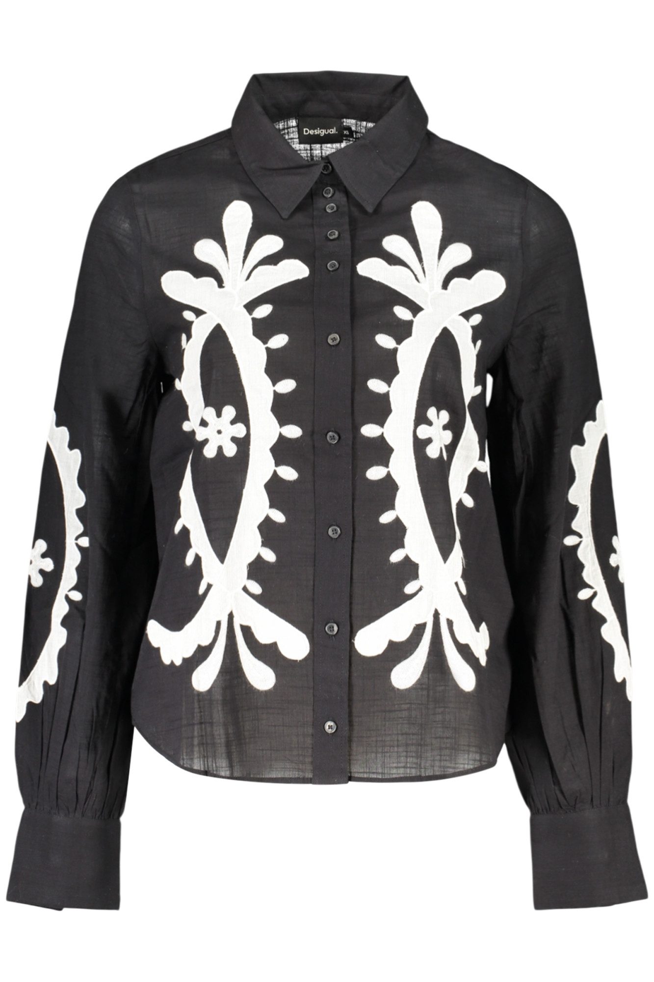 Desigual Blusenshirt Elegante Damenbluse in Schwarz mit Stickerei und