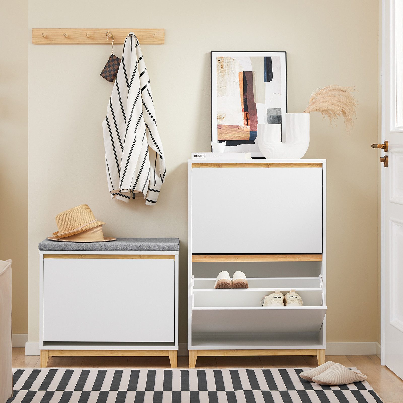 SoBuy Schuhkipper FSR193, Schuhschrank mit 2 Klappen Schuhregal Schuhkommod günstig online kaufen