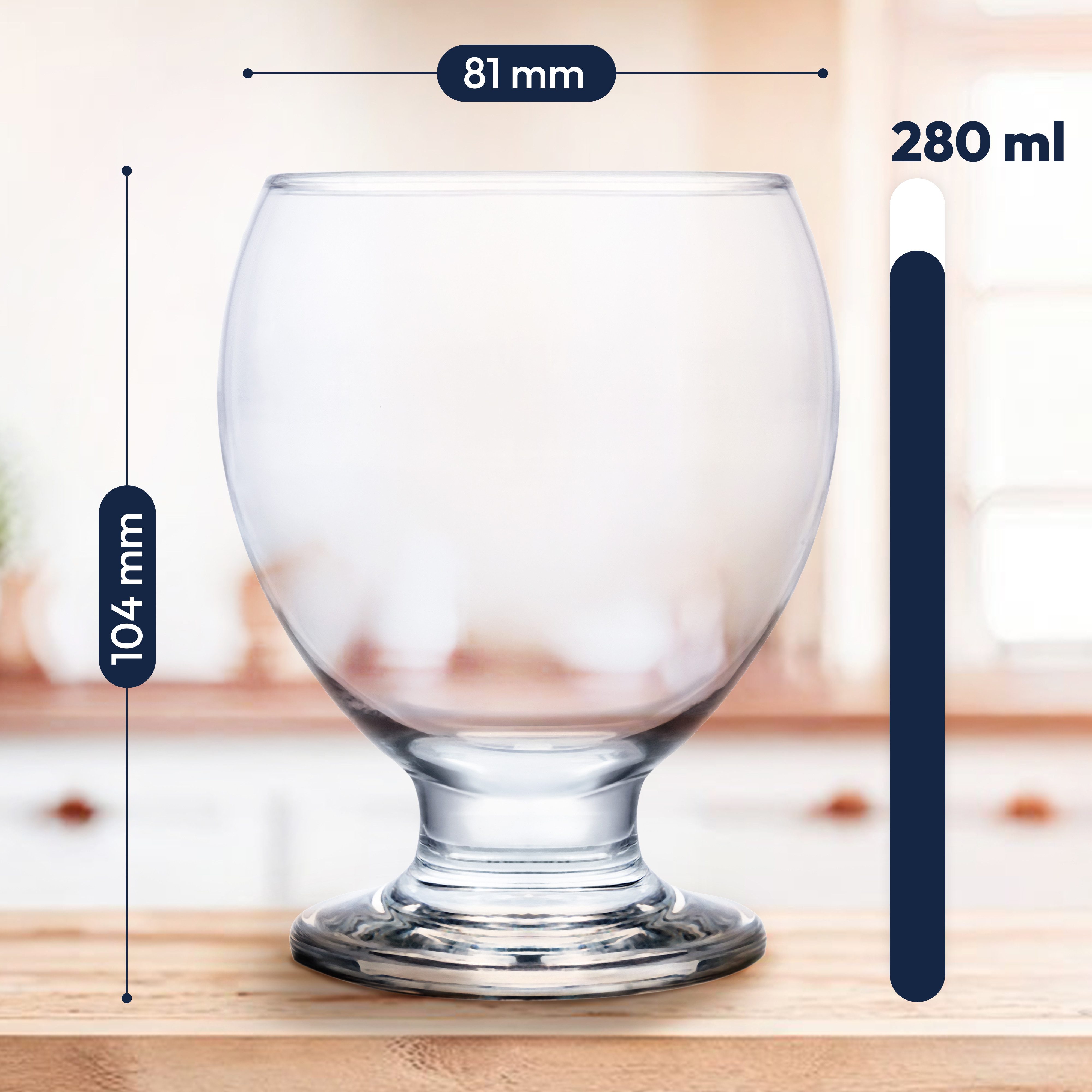 KONZEPT Eisschale Dessertgläser Set aus Glas, Eisbecher 280 ml, (6-tlg), ideal für Sorbet, Dessert, Tiramisu, Pudding, Eis, Panna Cotta