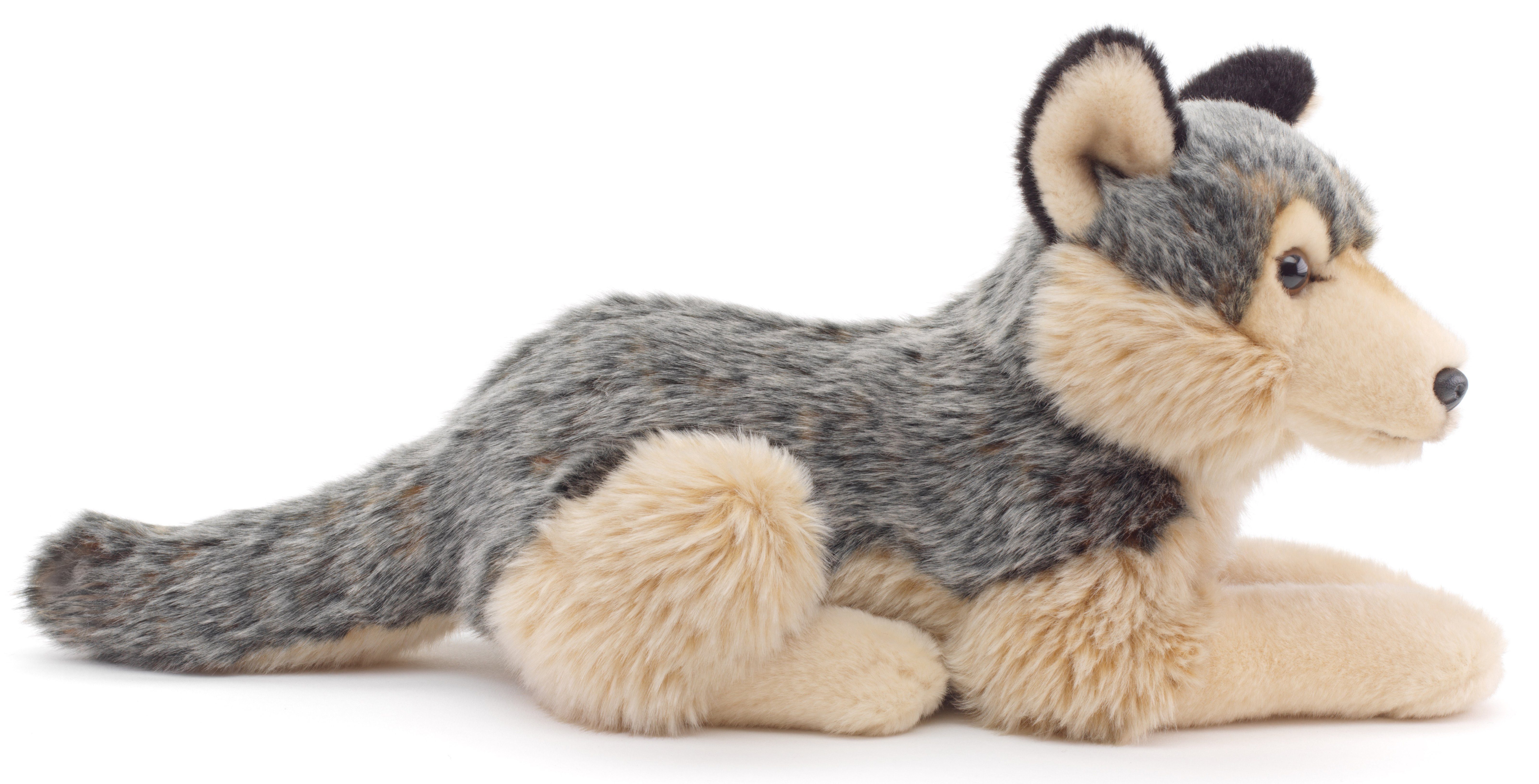 Uni-Toys Kuscheltier Grauwolf, liegend - 30 cm (Länge) - Plüsch-Wolf, Lupus günstig online kaufen