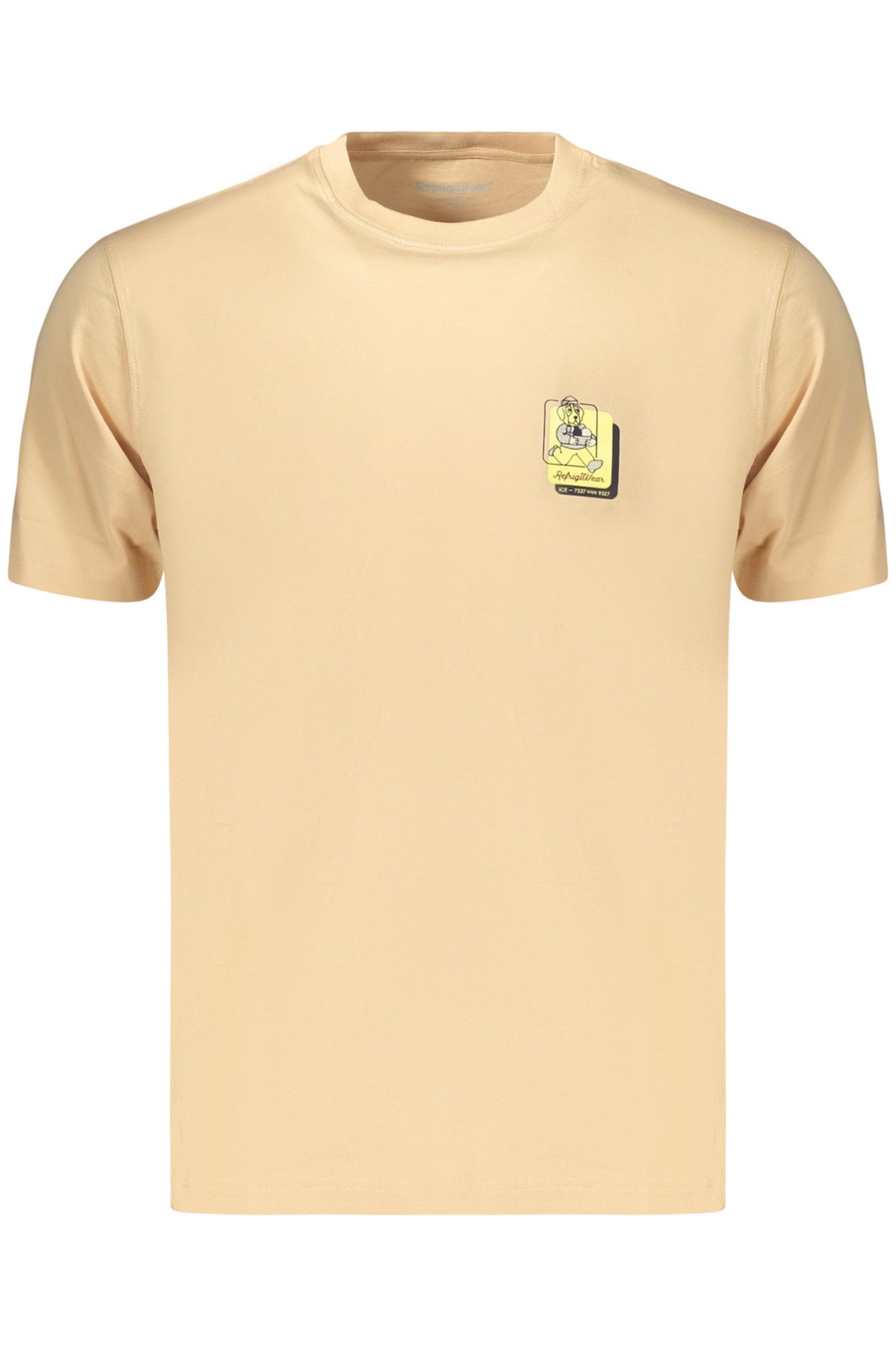 RefrigiWear T-Shirt Beiges Herren T-Shirt mit Rundhals & Logodruck -