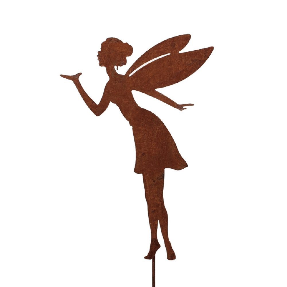 Dragimex Gartenstecker Metall Stecker. ELFE STEHEND. Rost Gartenstecker. 78 cm.