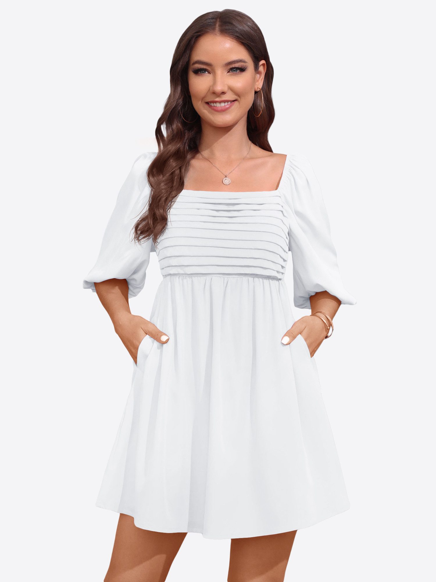 Imily Bela Babydollkleid Damen Lässiges rückenfreies Kleid (Packung, 1-tlg., 1per-Pack) Einfarbig