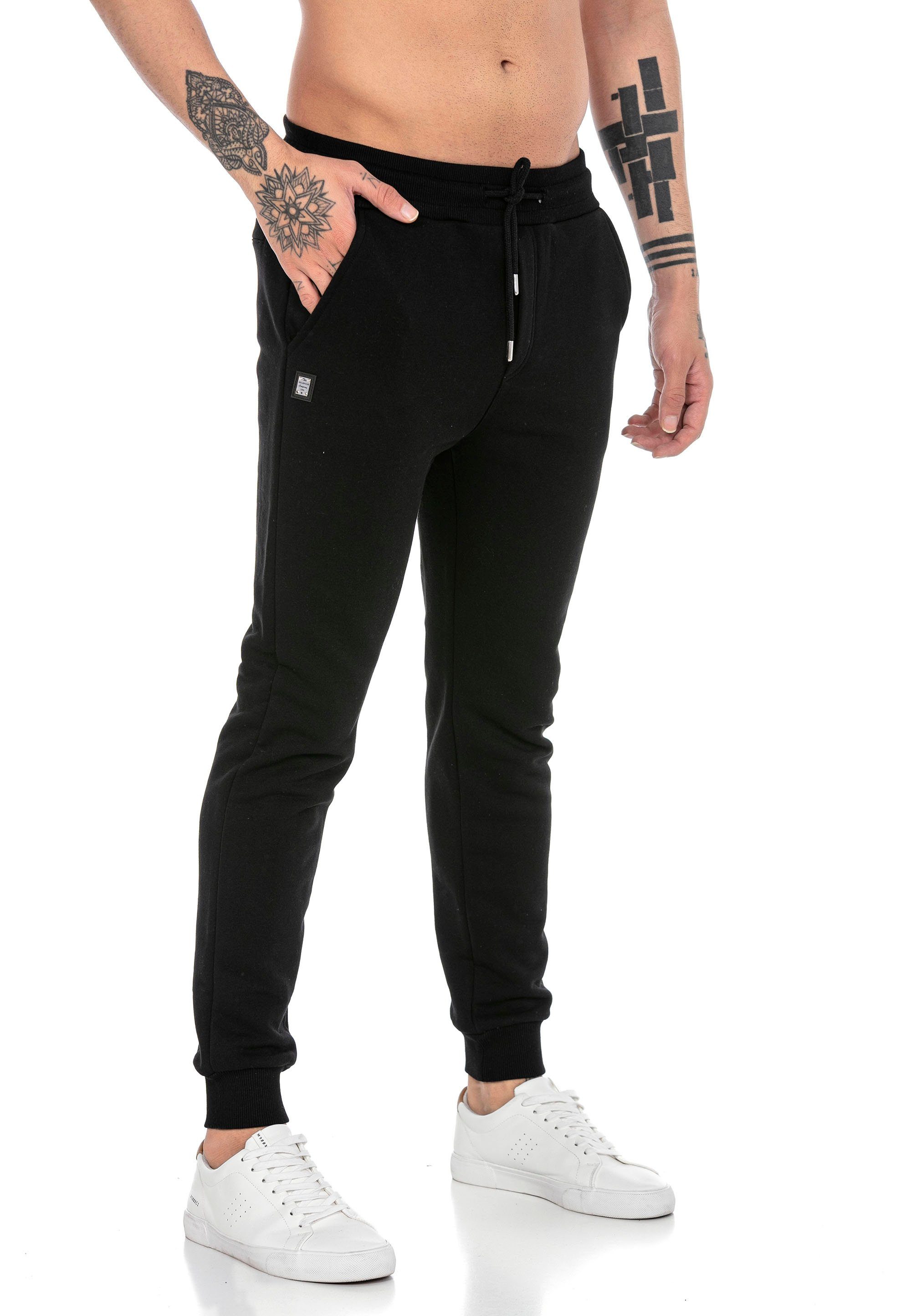 RedBridge Jogginghose mit Brandlogo High Quality Jogger elastischer Bund Schwarz