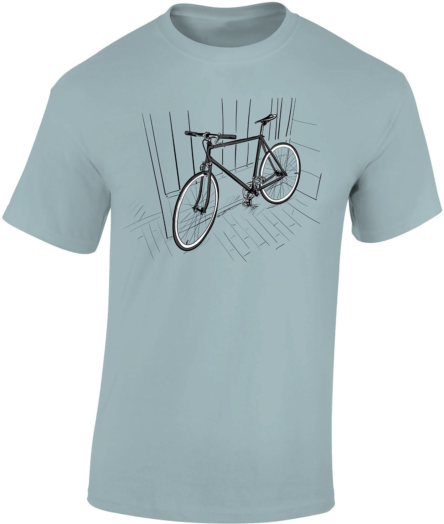 Baddery Print-Shirt Fahrrad T-Shirt : Indoor Bike - Sport Tshirts Herren - Rennrad Zubehör, hochwertiger Siebdruck, auch Übergrößen, aus Baumwolle