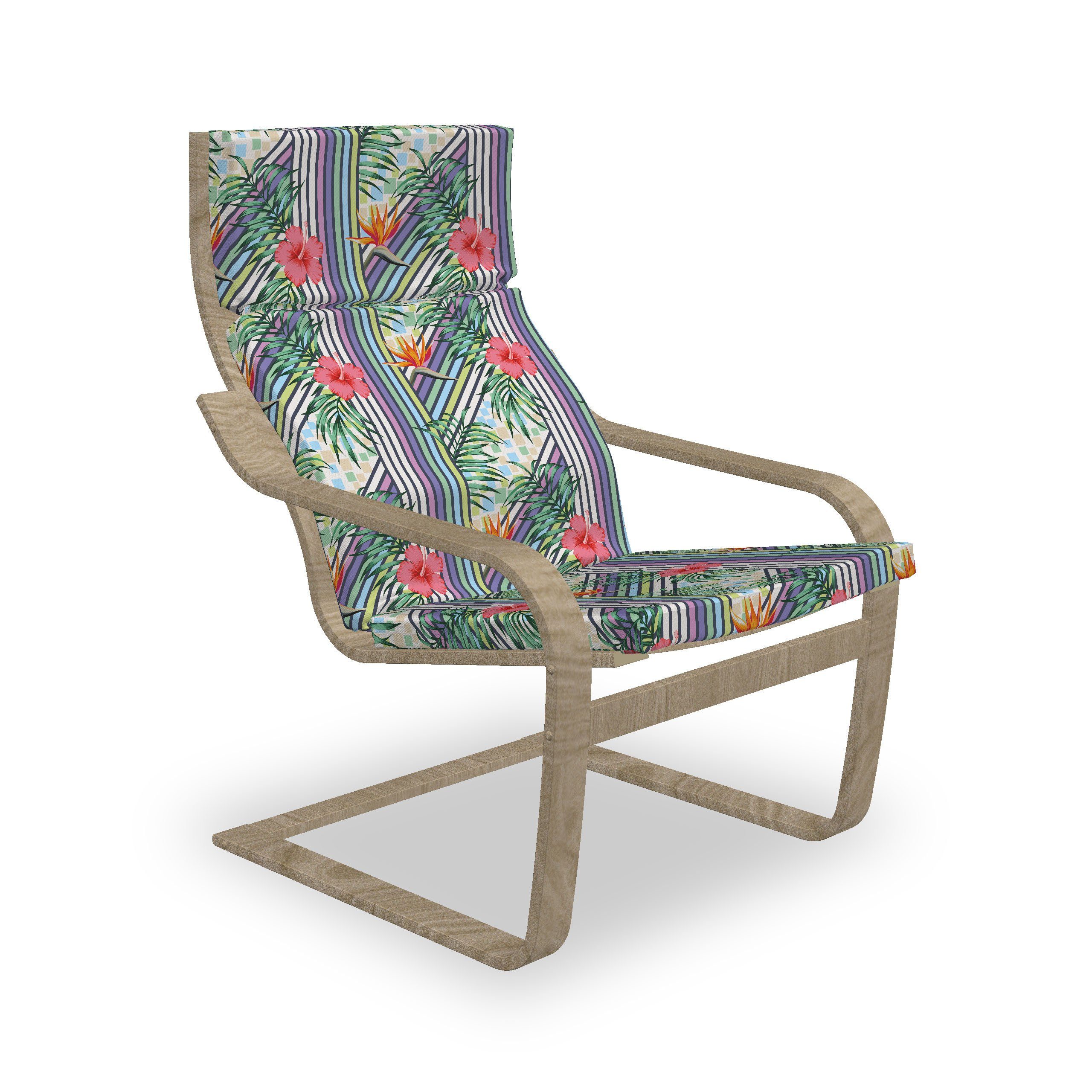 Abakuhaus Stuhlkissen Sitzkissen mit Stuhlkissen mit Hakenschlaufe und Reißverschluss, Hawaii-Farben Hibiscus-Streifen