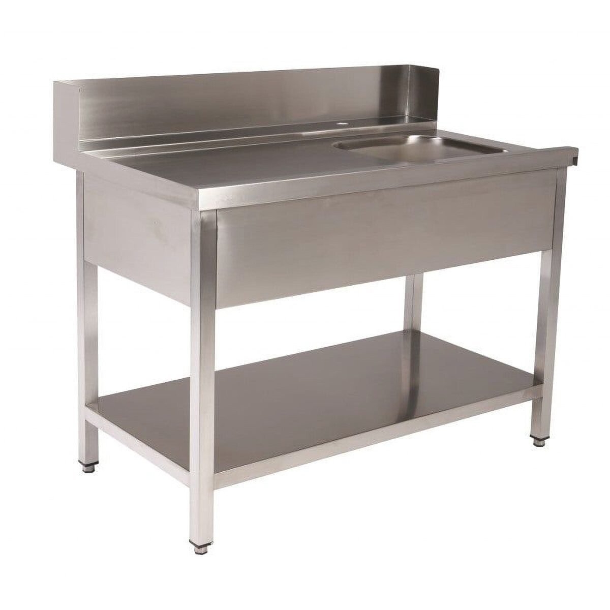 GastroHero Waschtisch Zulauftisch PROFI 1000x700 links Edelstahl mit Becken