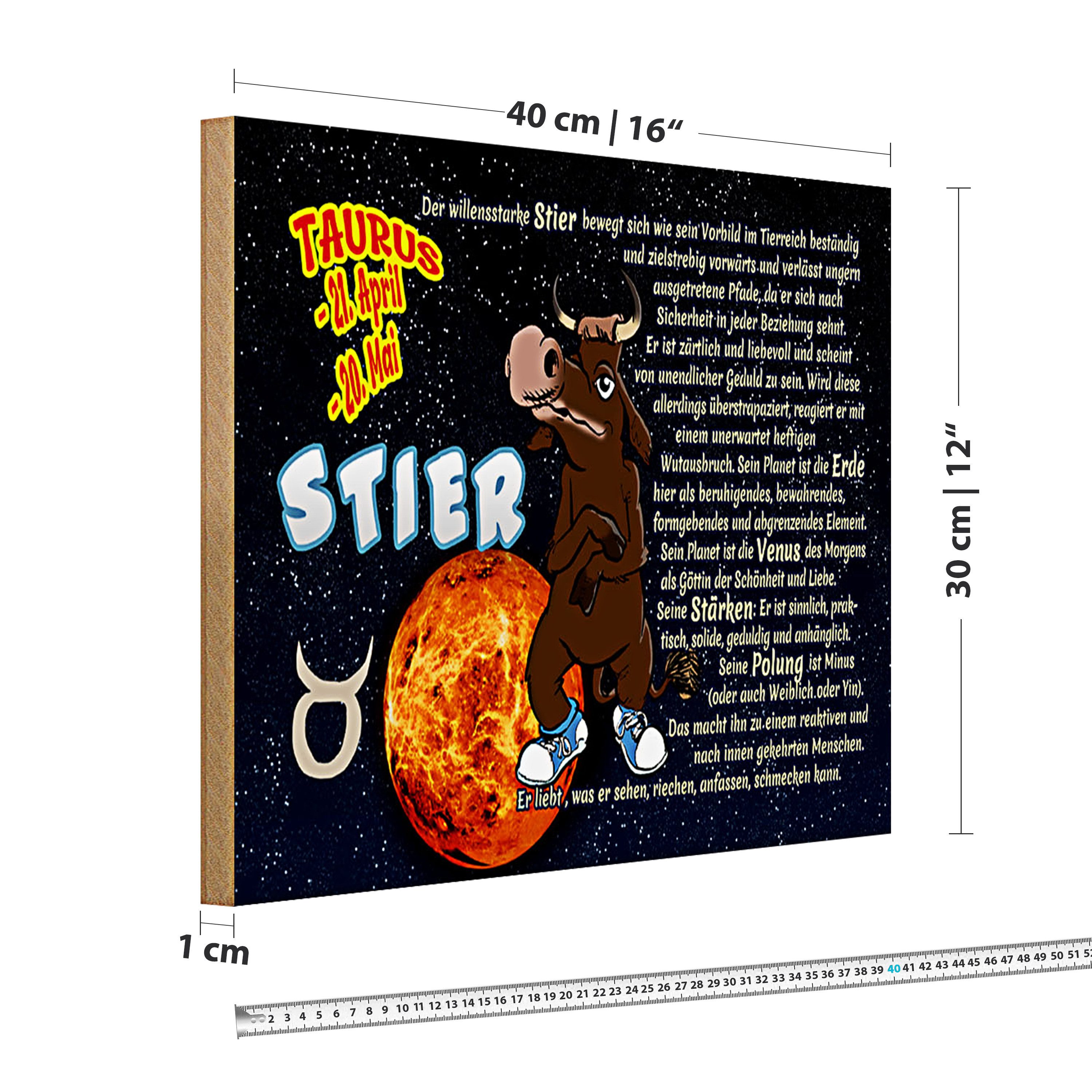 Roomando Holzbild Sternzeichen 40x30cm Stier Planet Venus