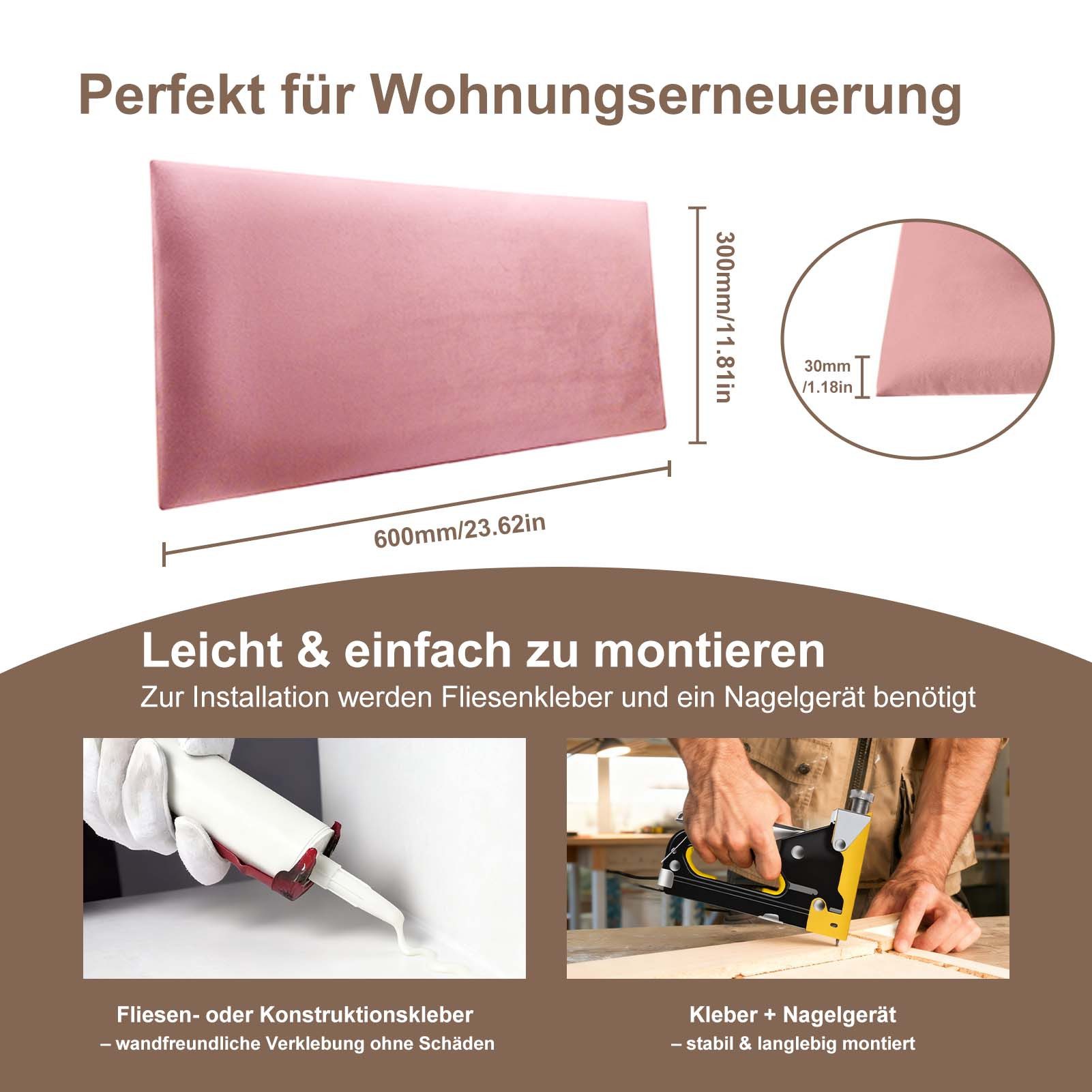 Mejale Wandpolster Wandkissen Wandmontiertes 3D gepolsterte für Schlafzimmer 30x60cm, (8 St)