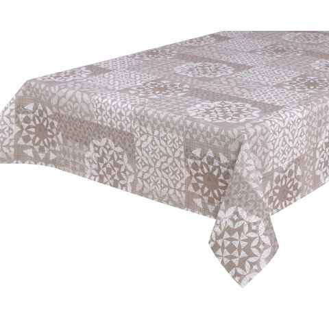 Beautex Tischdecke Wachstuchtischdecke, Leinen Ornament beige abwischbar Wachstuch Garten (1-tlg)