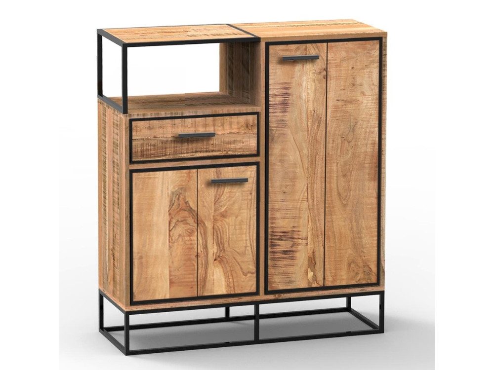 WOLF MÖBEL Sideboard (100x40x122), NORDERNEY Highboard mit 2 Türen / 1 Schublade / Ablage