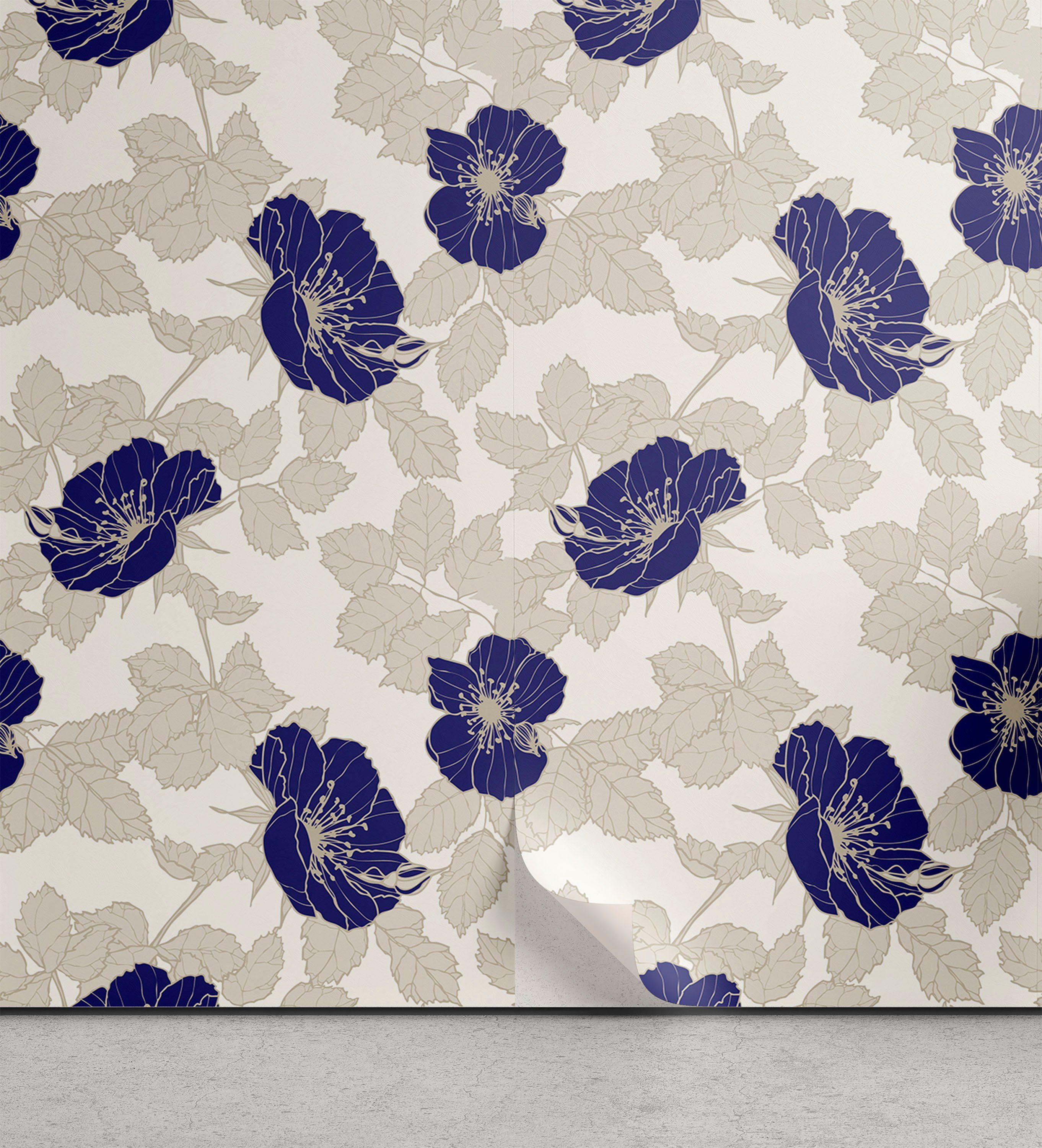 Abakuhaus Vinyltapete selbstklebendes Wohnzimmer Küchenakzent, Blume Blooming Hund Rosen-Blätter