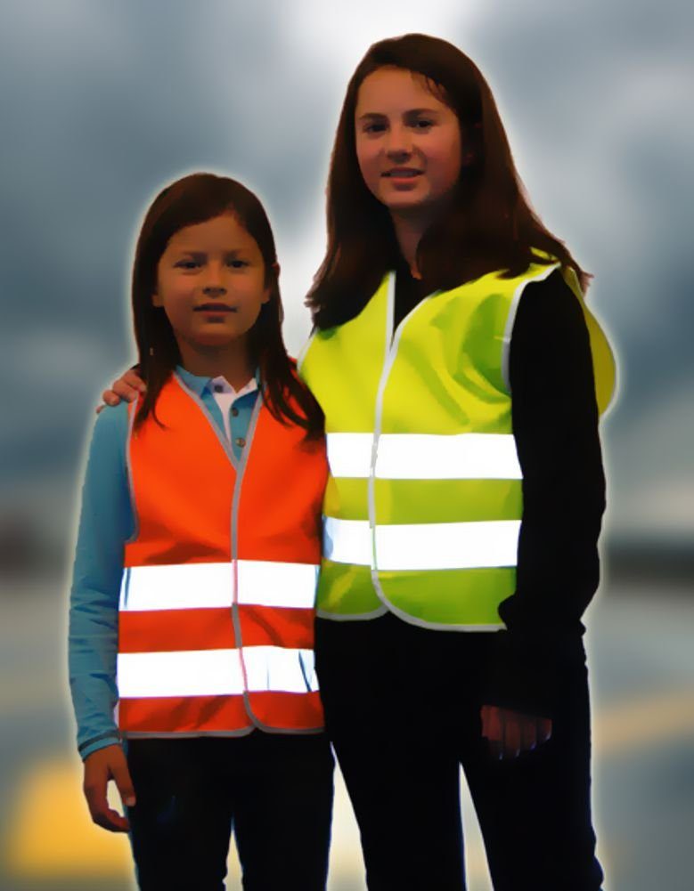 coole-fun-t-shirts Schulranzen Ich bin 1. Klasse ! Kinder Warnweste zur Einschulung Schulanfang ABC Schützen Gr. XS 120-140 cm oder S 152-160 cm Sicherheitsweste Neongelb und orange