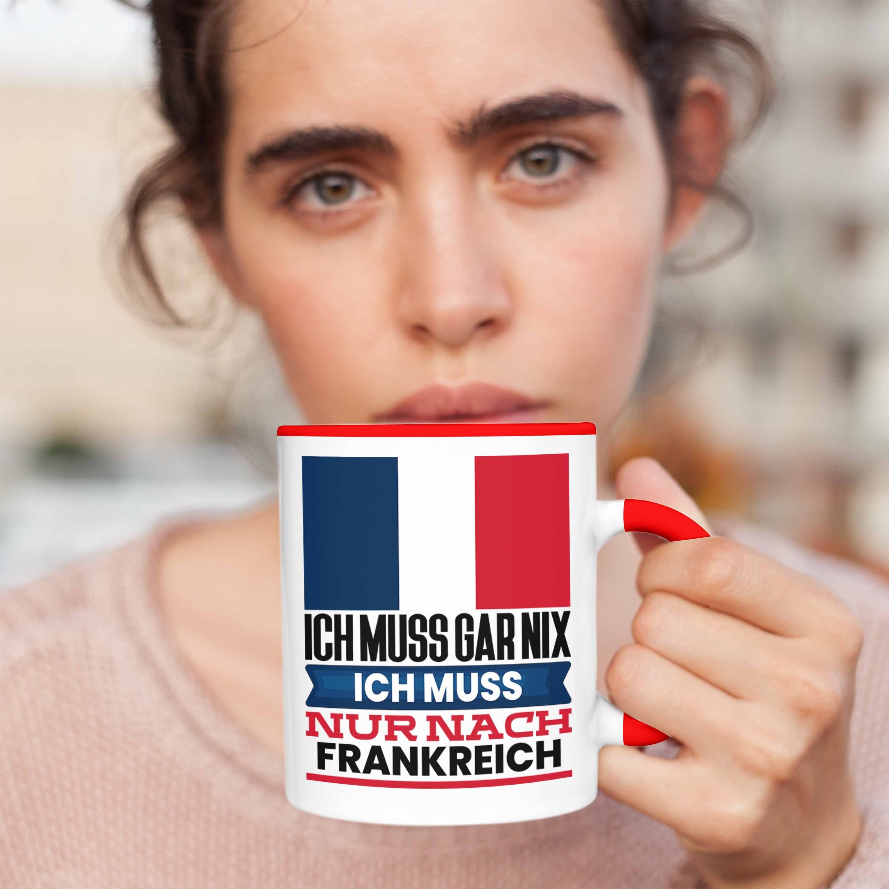 Trendation Tasse Frankreich Tasse Geschenk Geschenkidee Rot Franzosen Urlaub für Geburtstag