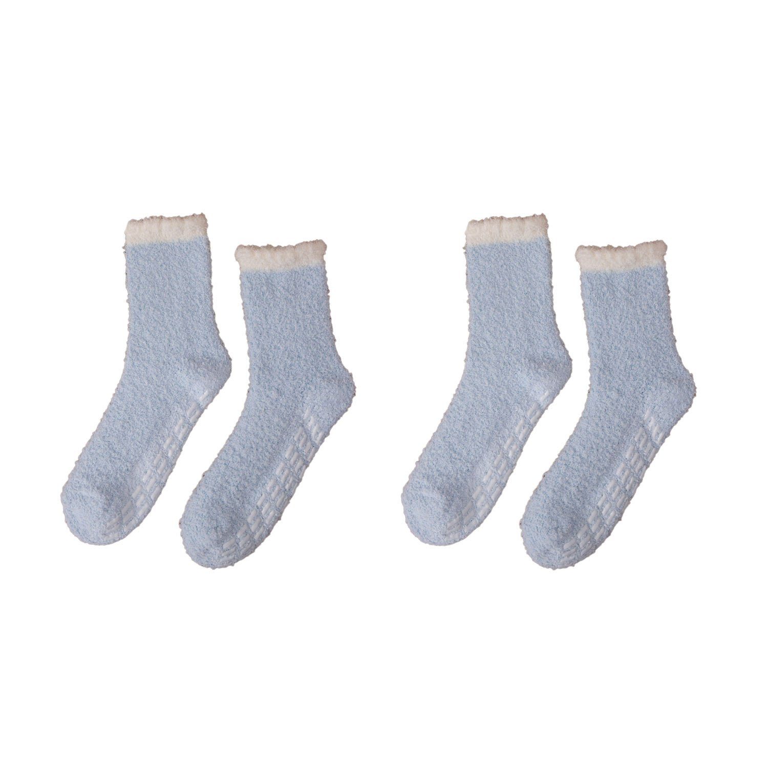 MAGICSHE Langsocken 2 warme für Rutschfeste flauschige hellblau Socken weiche und Paare Socken Winter Fleece