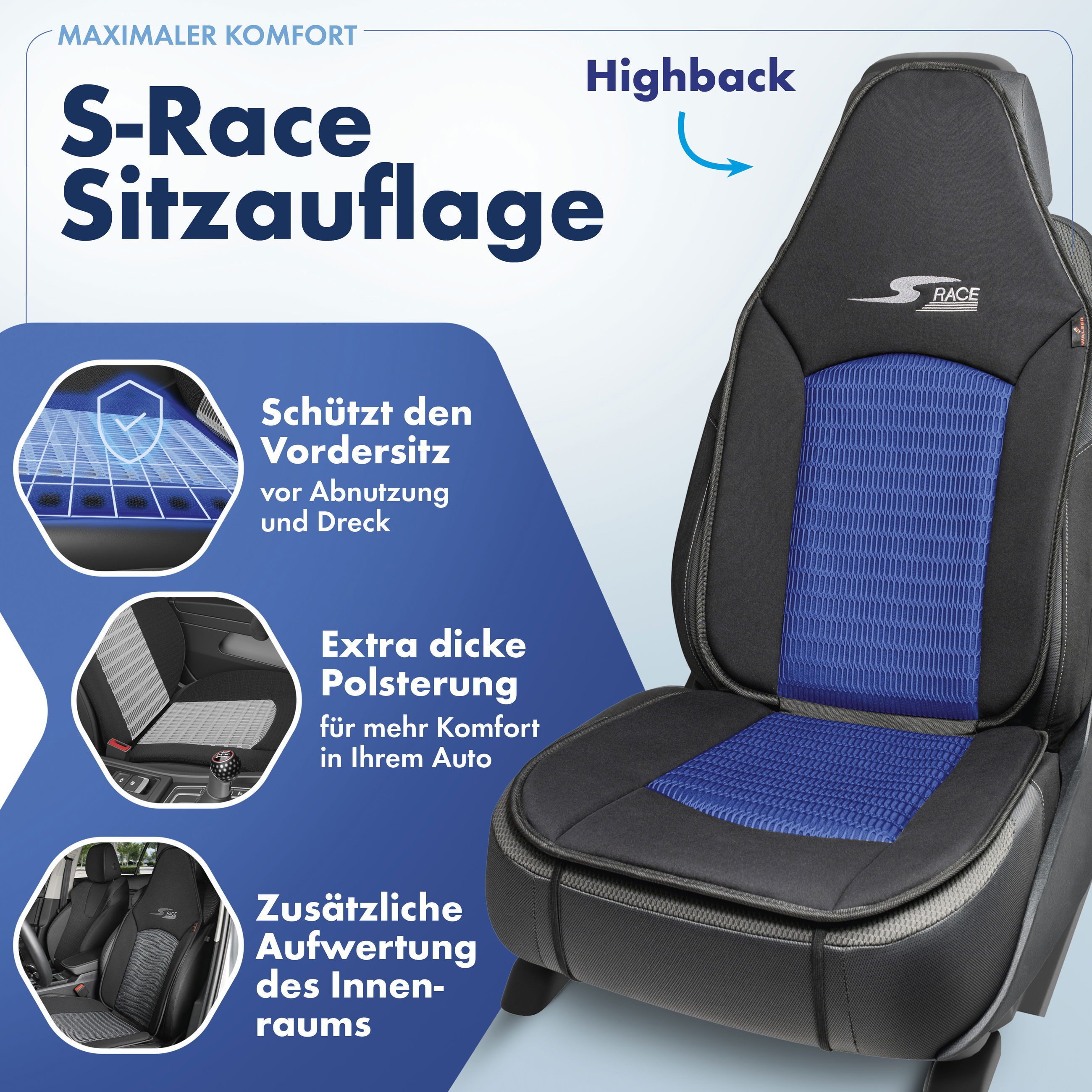 CarComfort Autositzauflage Sitzaufleger S-Race Pilotensit, 1 Stück, 1-tlg. – Bild 2 von 5