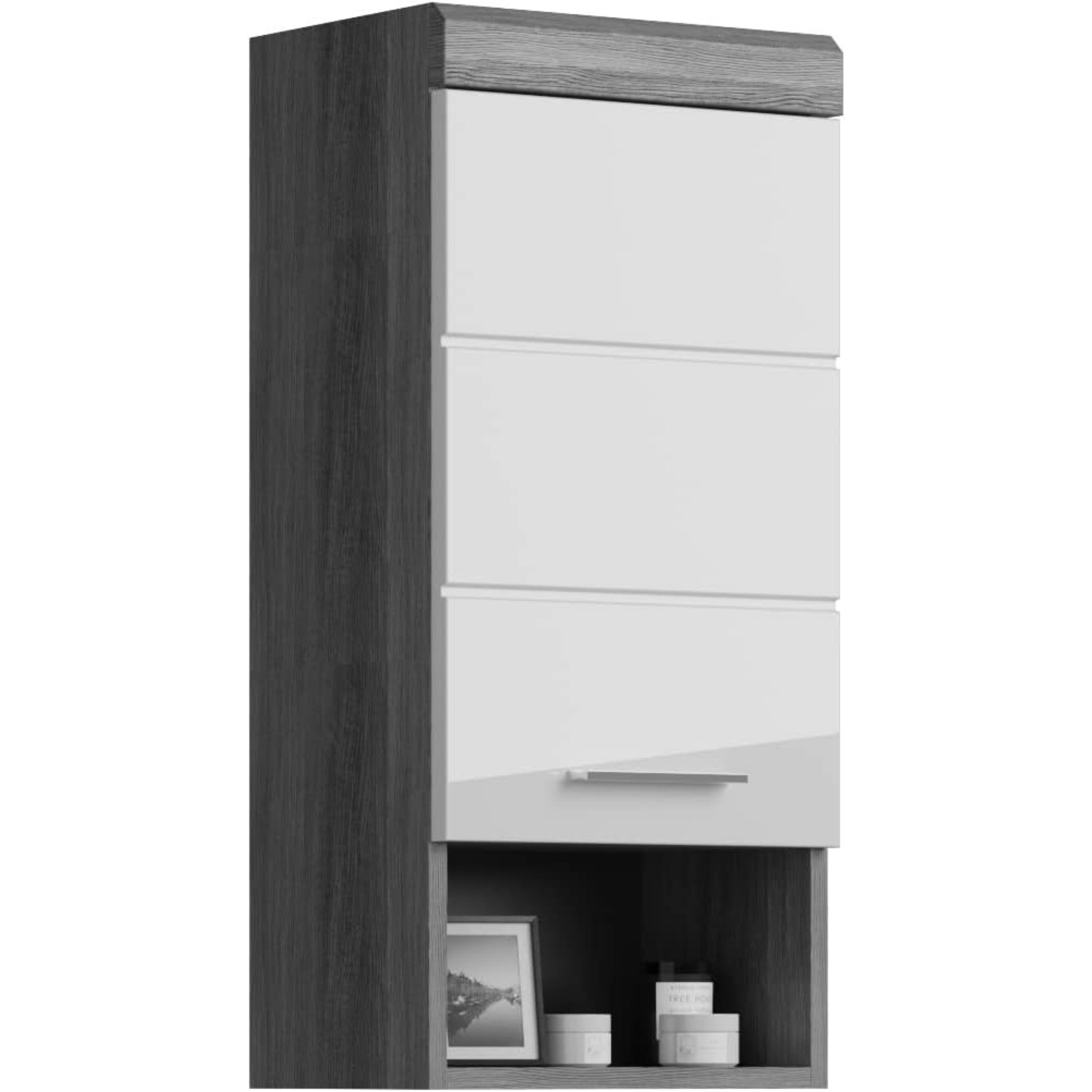 furnling Hängeschrank Scott 1 Tür, 1 offenes Fach, Badmöbel, Badschrank, Breite 37 cm