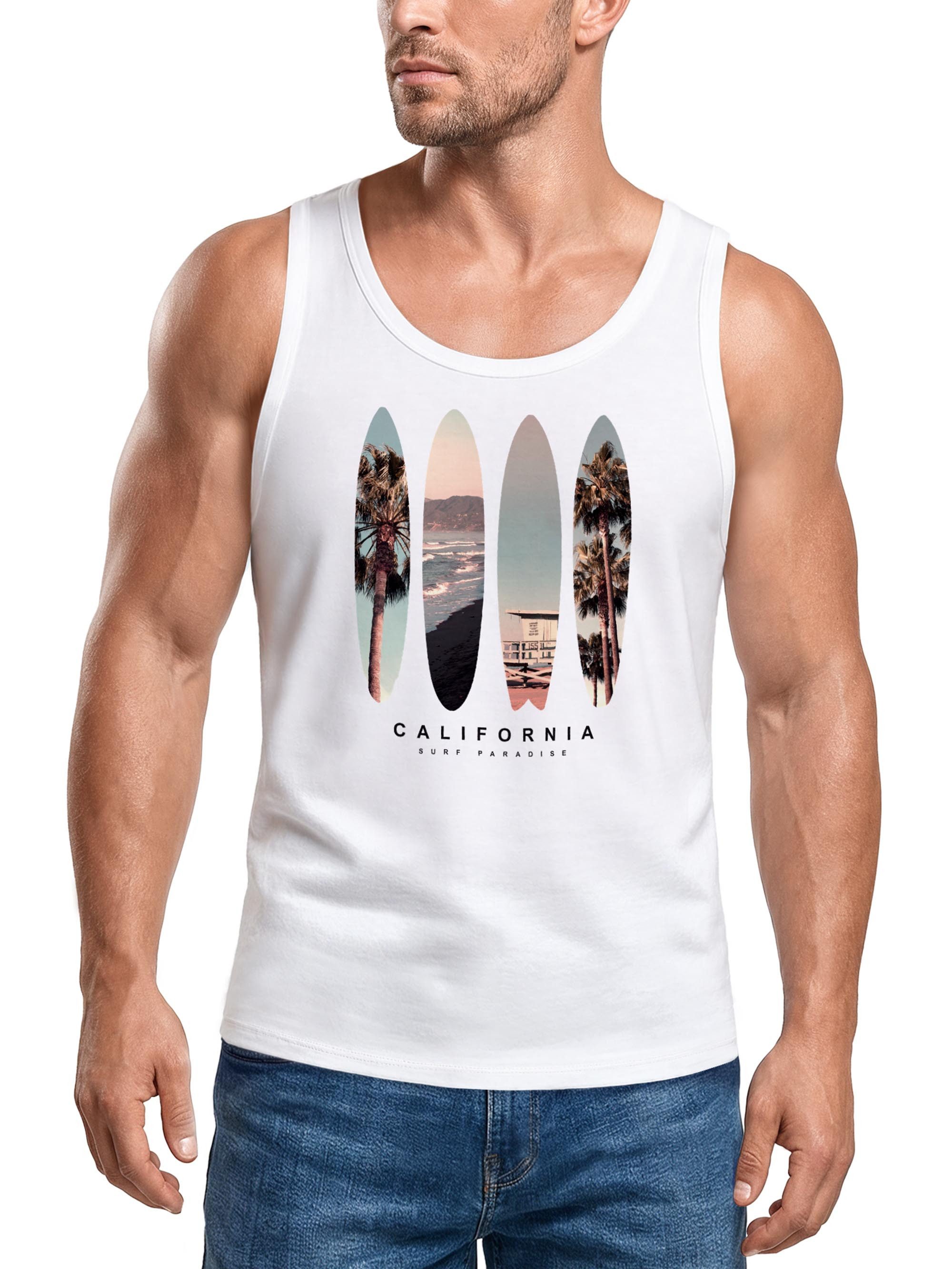 Neverless Tanktop Herren Tank-Top California Surf Paradise Surfboards Grafik Foto Print mit Print