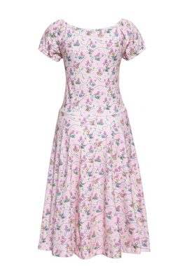 QueenKerosin Sommerkleid Poodle mit Raffung an Ärmeln und Ausschnitt im 50er Jahre Stil