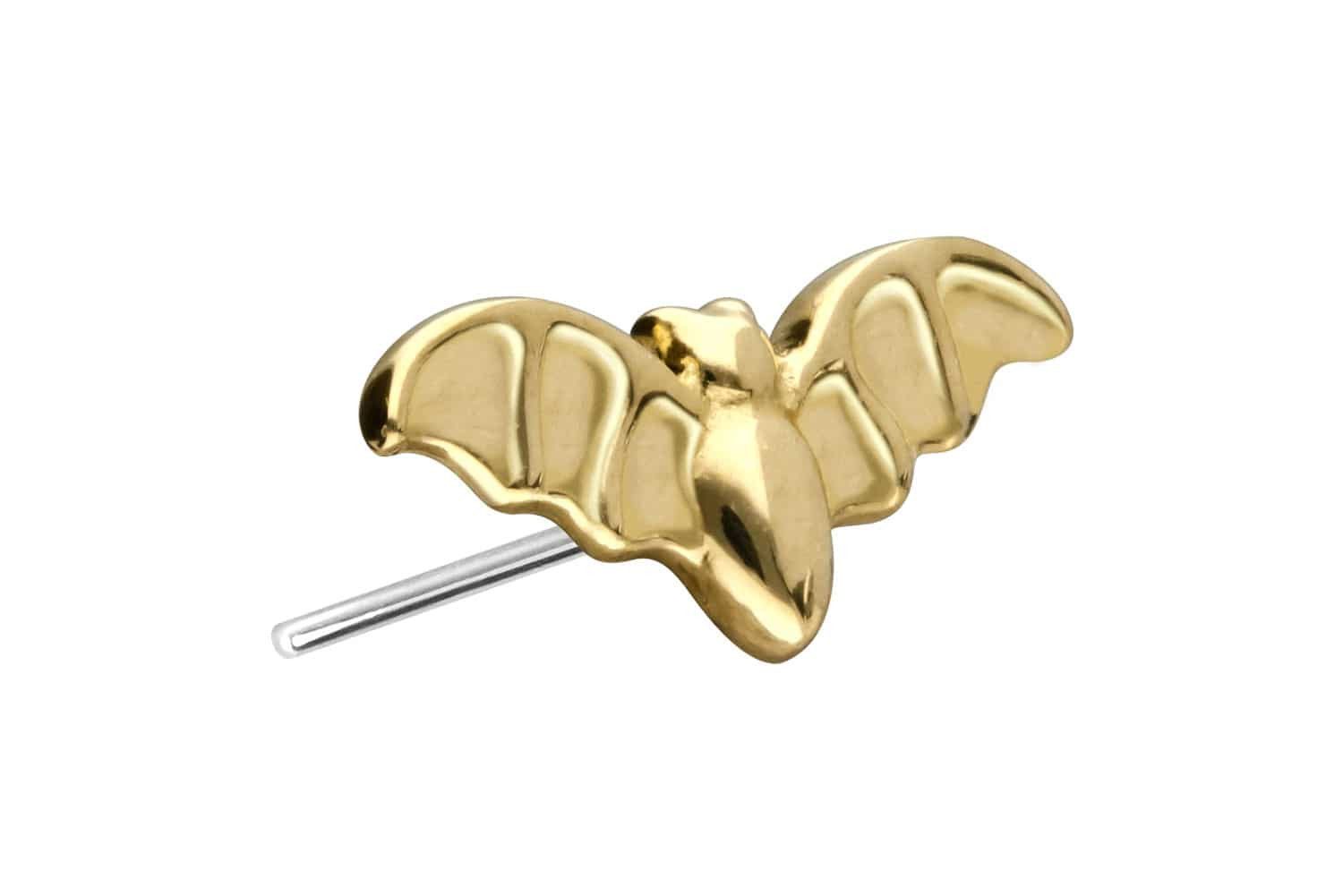 Piercing-Set 14 Karat Gold Aufsatz mit Titan Push Pin FLEDERMAUS