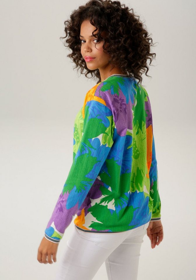 Aniston CASUAL Sweatshirt mit großflächigen Blüten und Blättern bedruckt - NEUE  KOLLEKTION