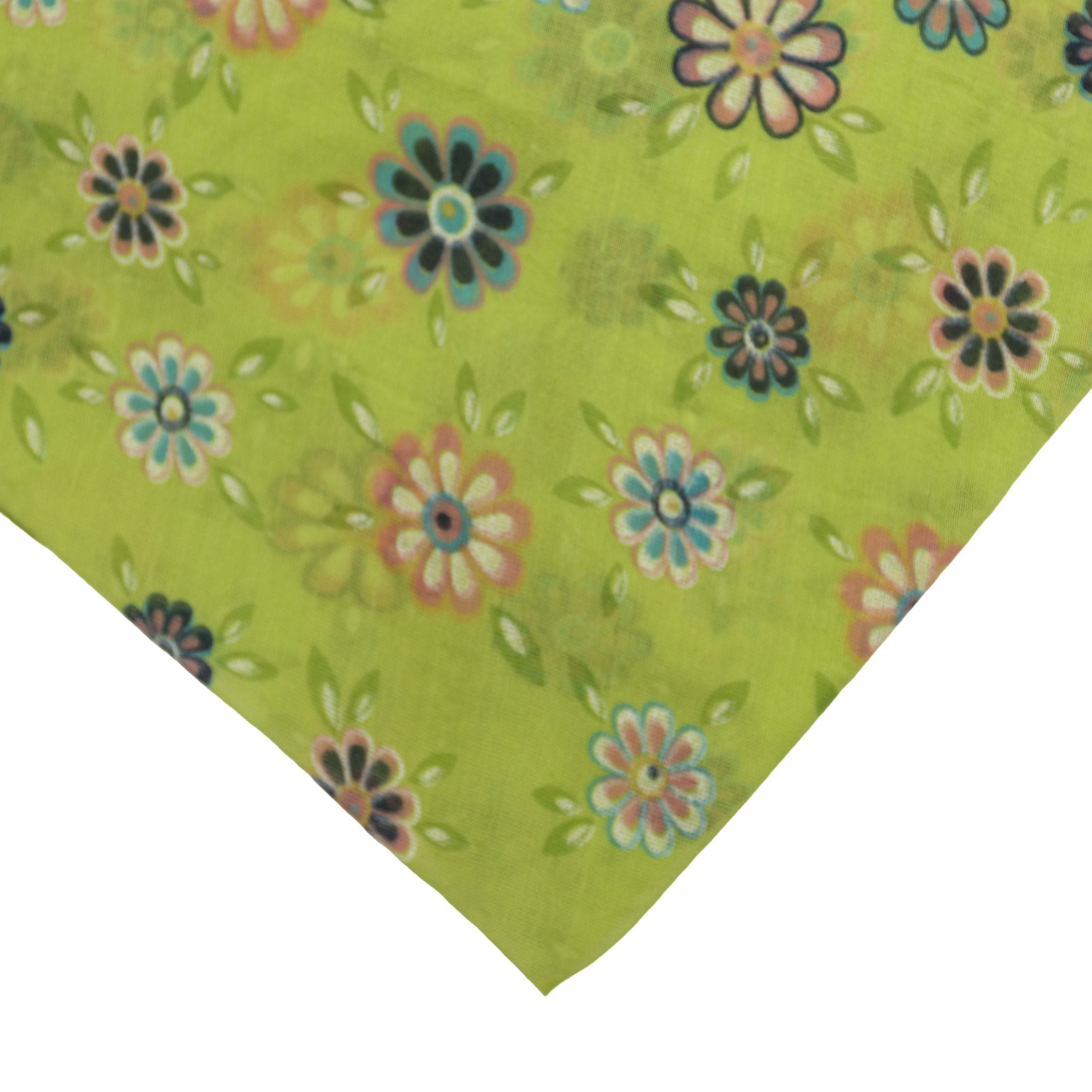 MIRROSI Modeschal Asymmetrischer Schal, Made in Italy 20% Seide 80% Baumwolle, (ca. 170x77cm; Leicht und bequem, Blumen Print), Damen Halstuch ideal für Frühling, Sommer und Herbst