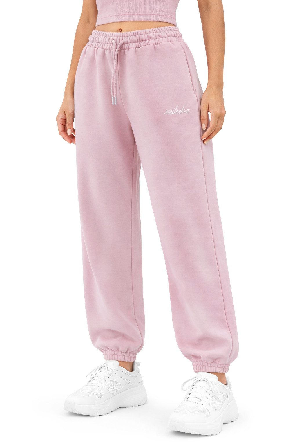 Smilodox Jogginghose Elura, Trainingshose Damen Tapered Fit, Sweatpants mit Tunnelzug Elastischer Bund, Kordelzug, Logo, Gym & Homewear