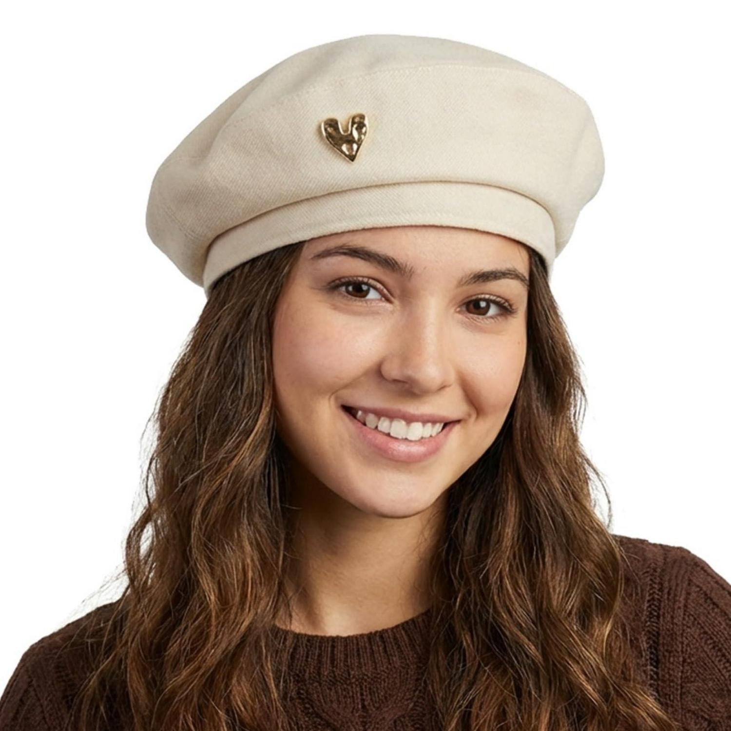 Baskenmütze Baskenmütze Damen Baumwolle Barett Cap Malermütze 56-59 Beige