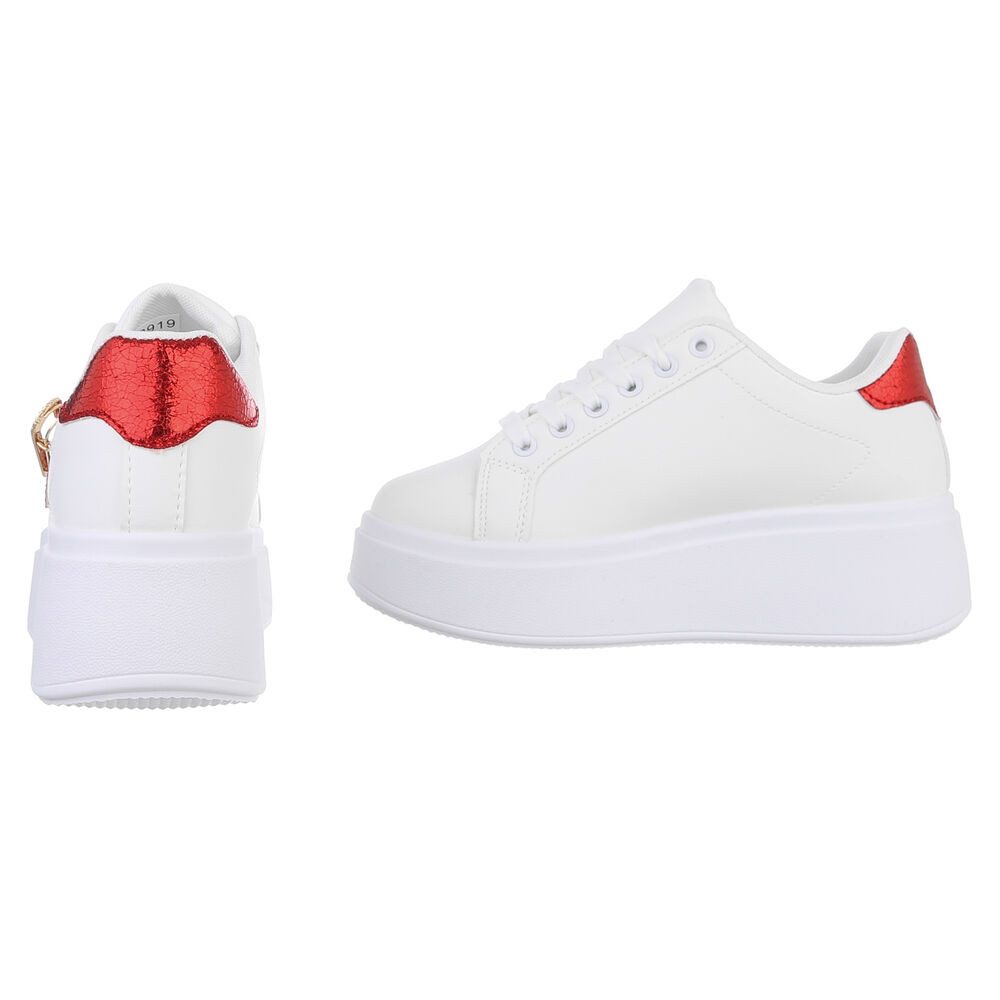 Ital-Design Damen Low-Top Freizeit Sneaker (88930468) Keilabsatz/Wedge Sneakers Low in Weiß