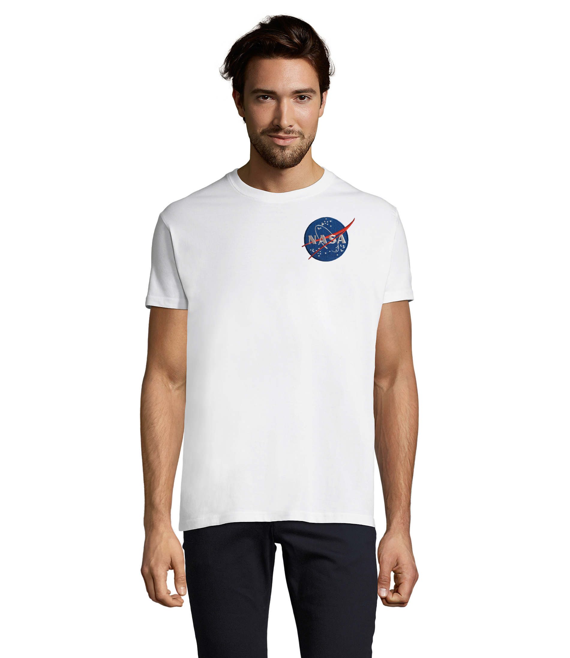 Blondie & Brownie T-Shirt Nasa T-Shirt Herren Astronaut Space Weltall Mond patch Kurzarm tee NASA Heritage Apollo Mission Patch Shirt